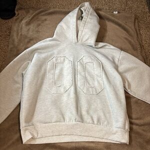SHEIN Light Gray Hoodie with Embroidered Design